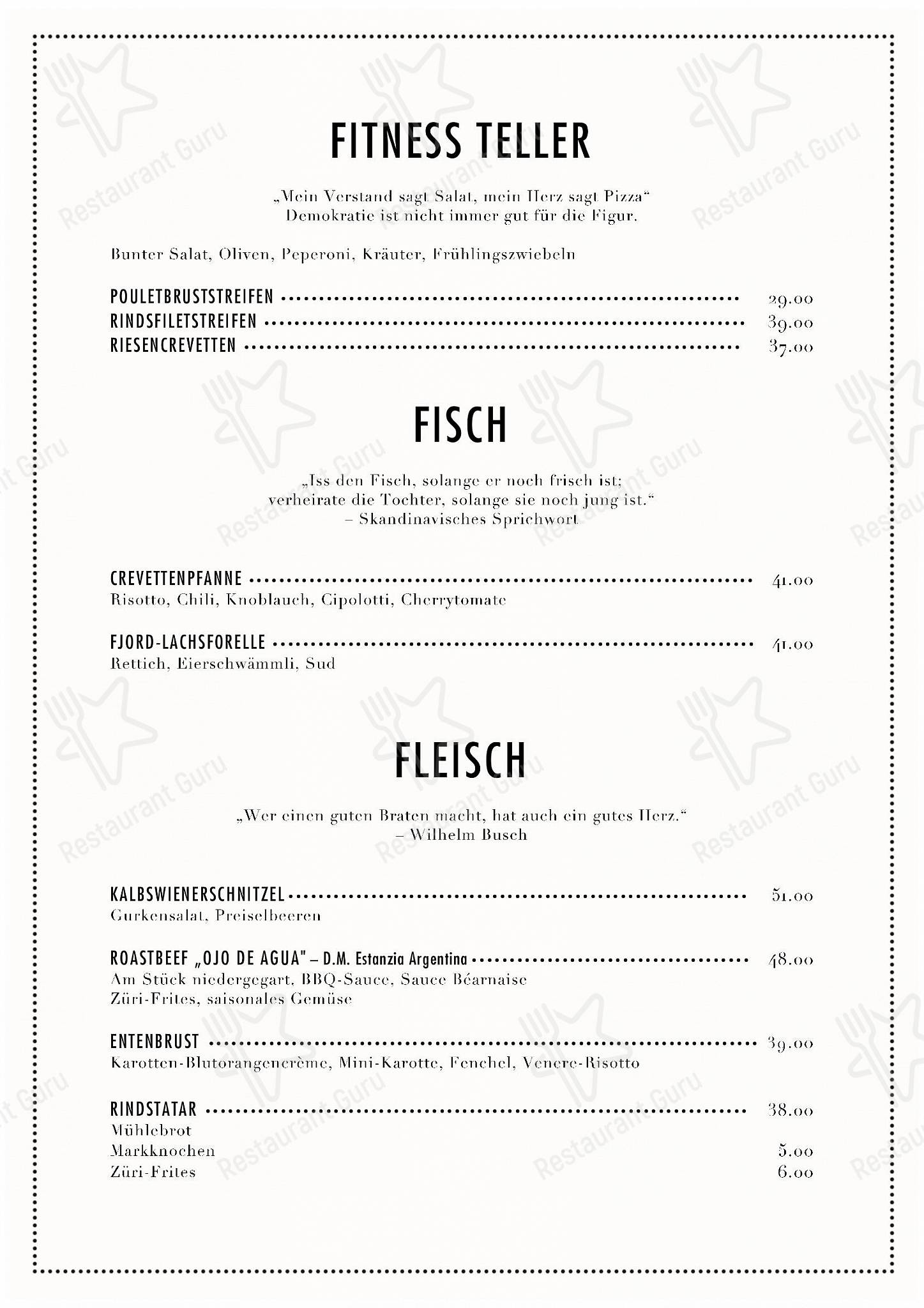 Menu per Blaue Ente pub & bar