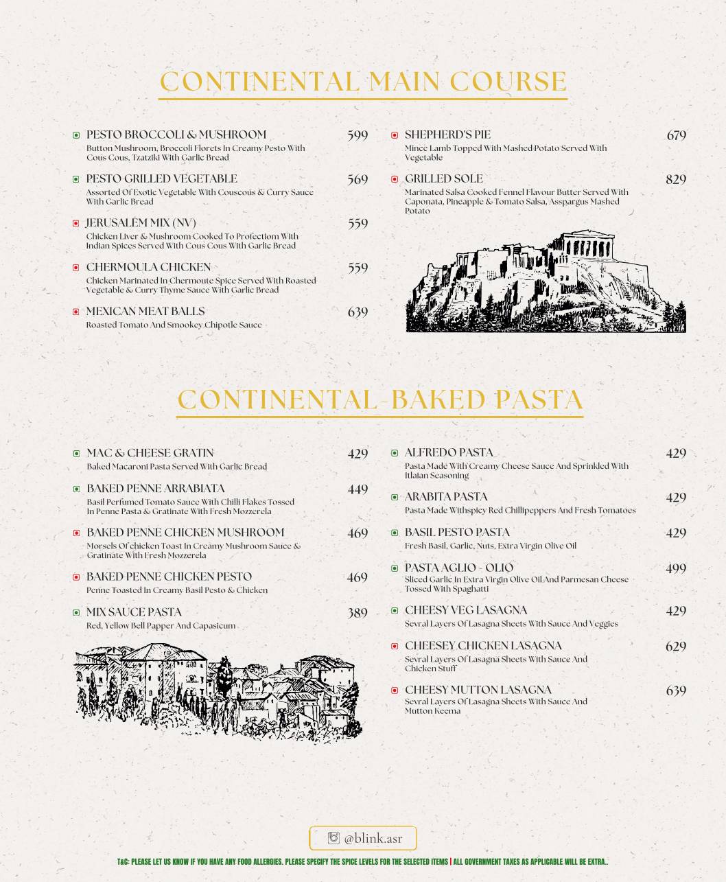 Blink Teppanyaki, Sushi, Multi Cuisine Restaurant menu