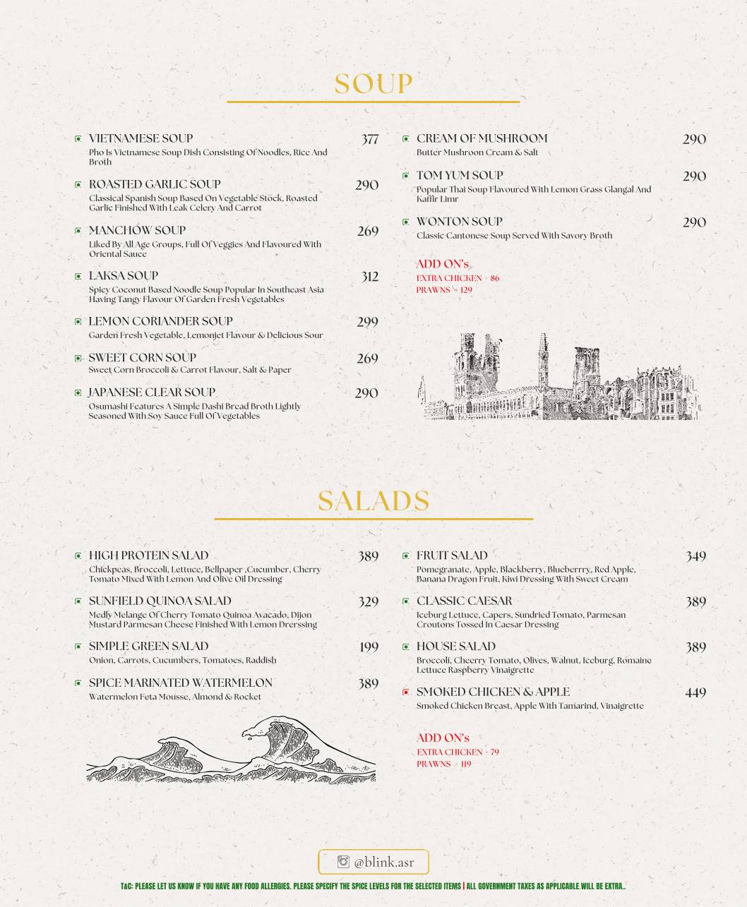 Blink Teppanyaki, Sushi, Multi Cuisine Restaurant menu