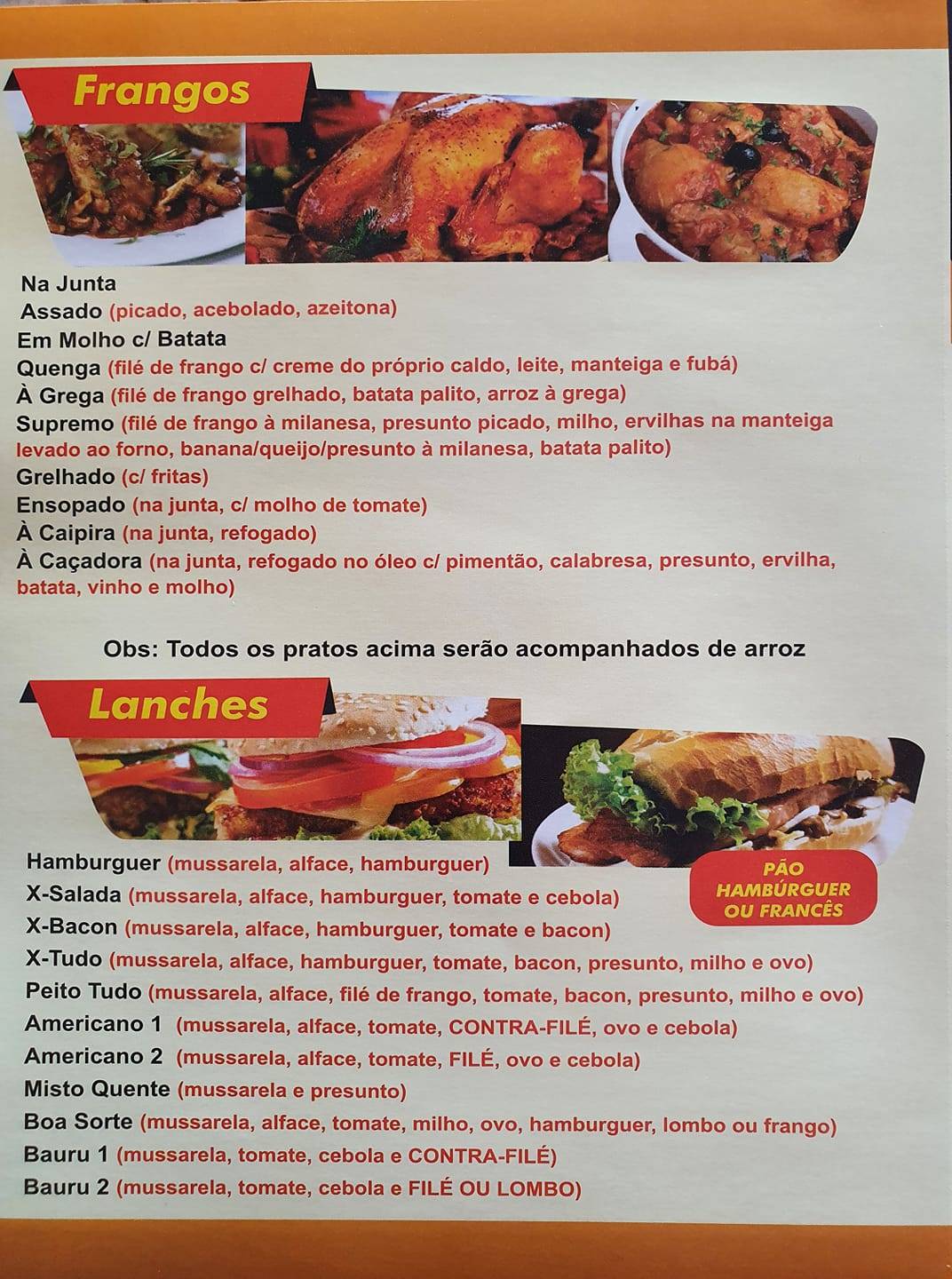 Boa Sorte Bar e Restaurante do Alcebíades cardápio
