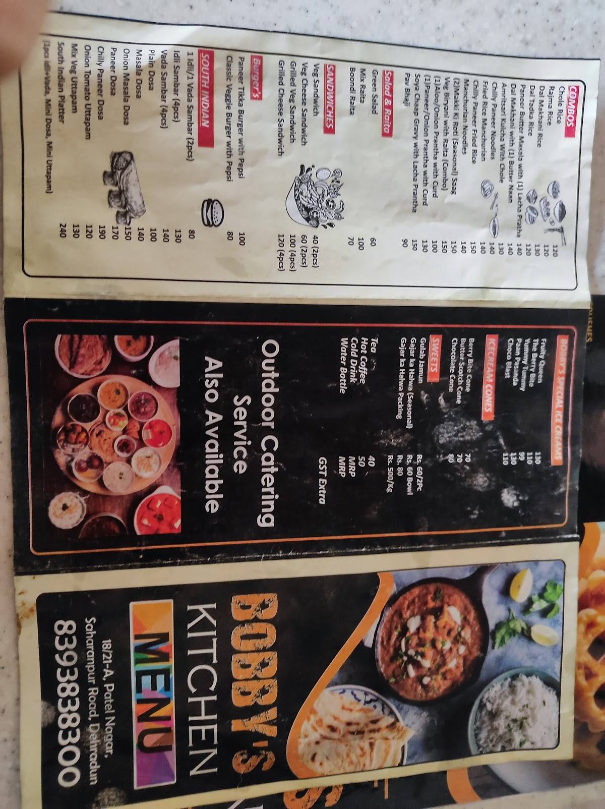 Bobby's Kitchen menu