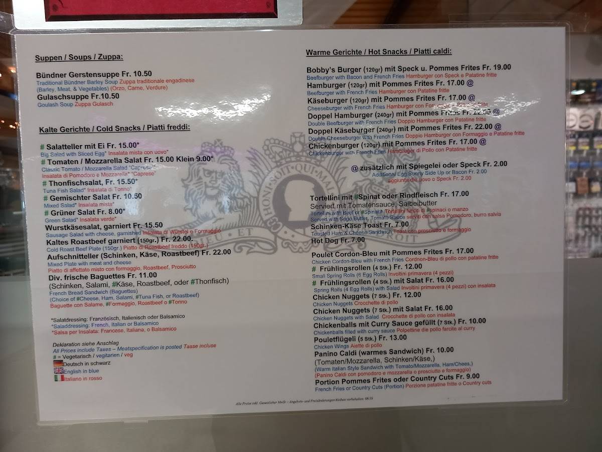 Menu di Bobby's Pub 