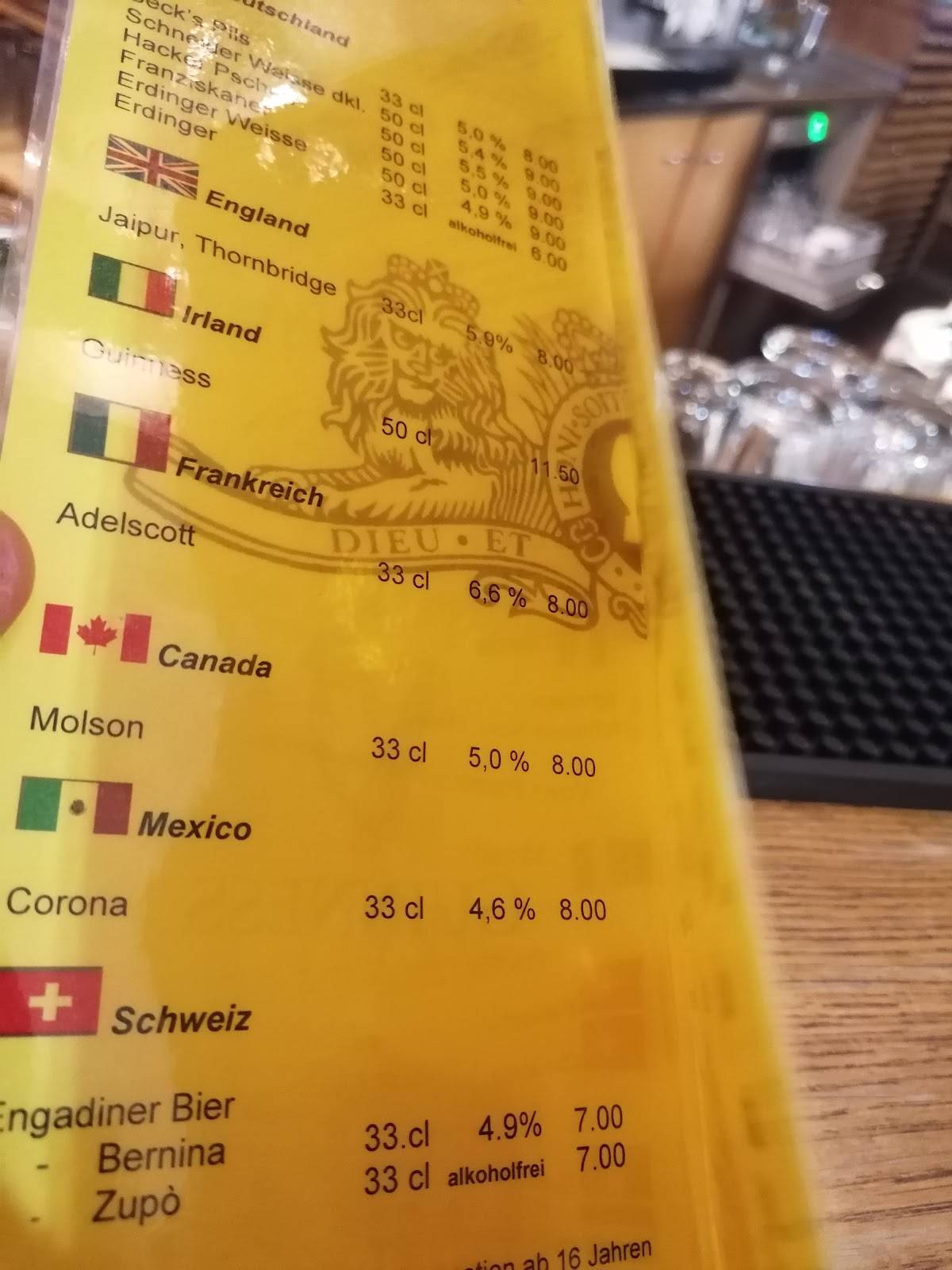 Menu di Bobby's Pub 