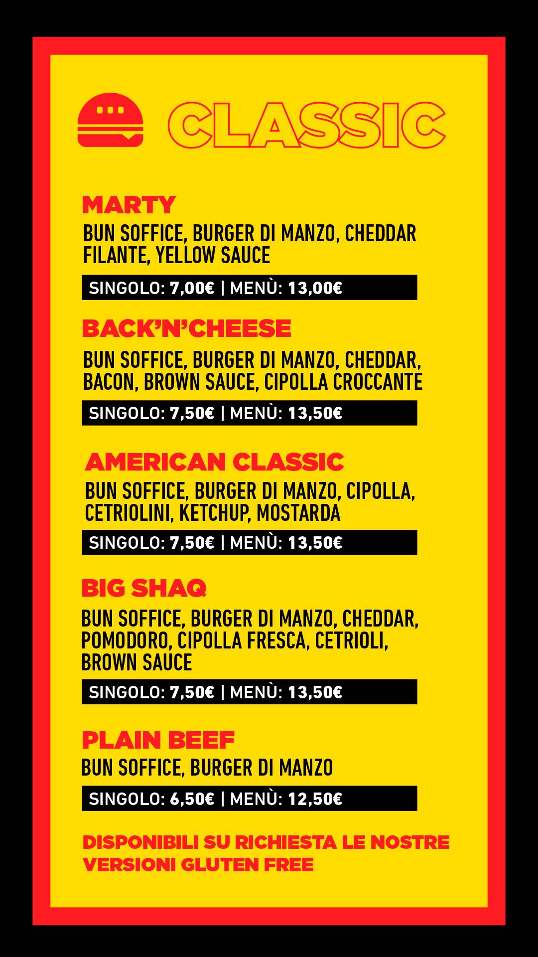 Menu di Boca Burger 