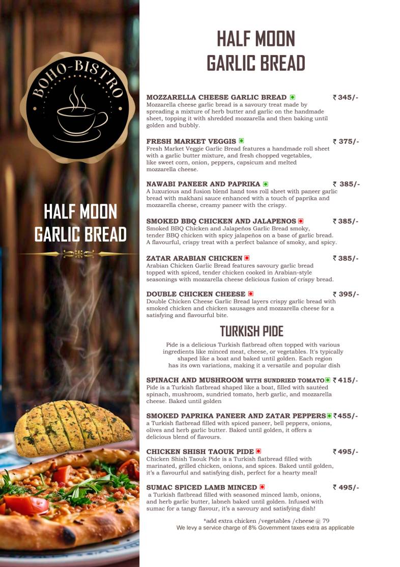 Boho Bistro menu