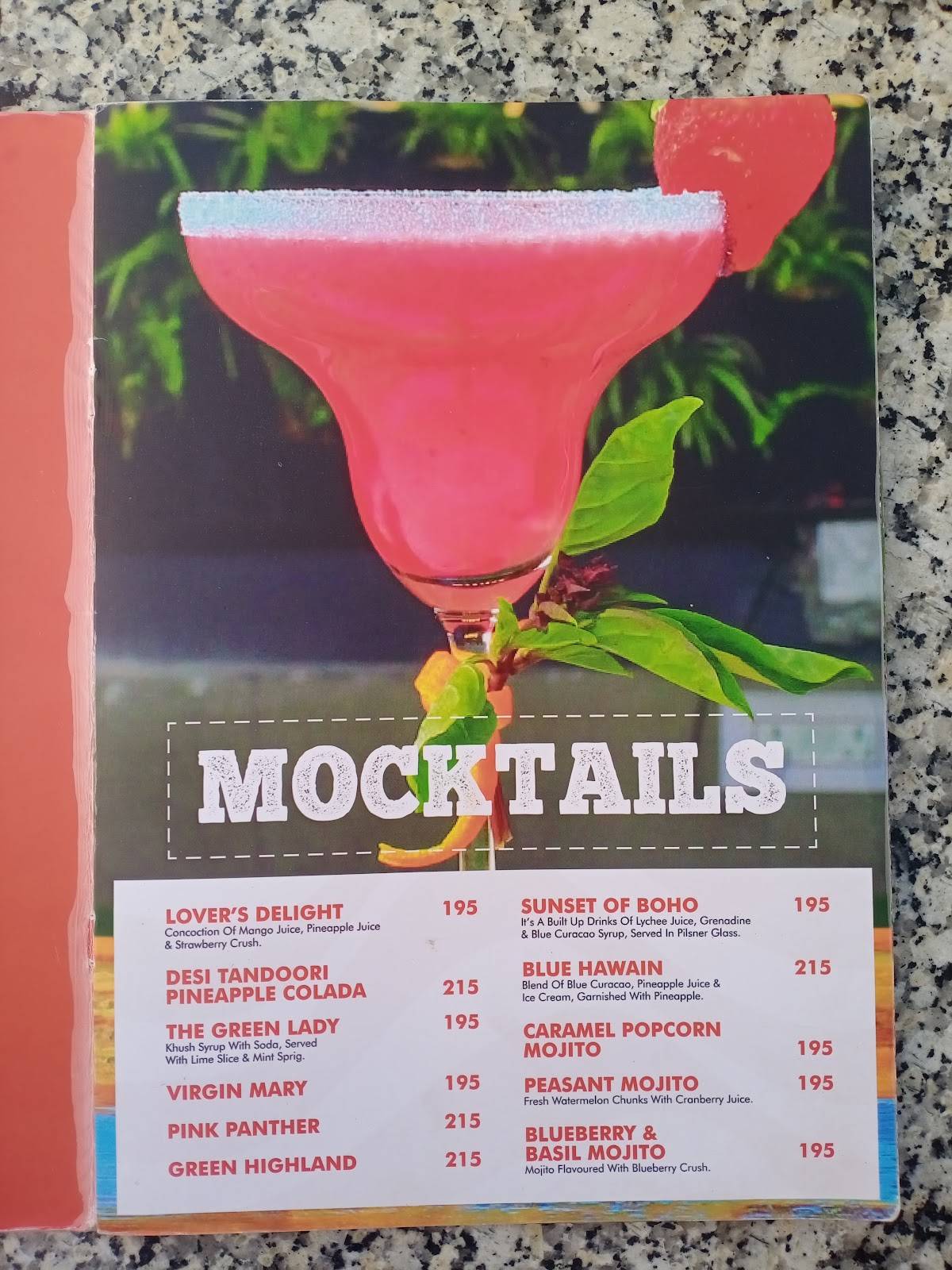 Boho The Sky Cafe- Madhyamgram menu