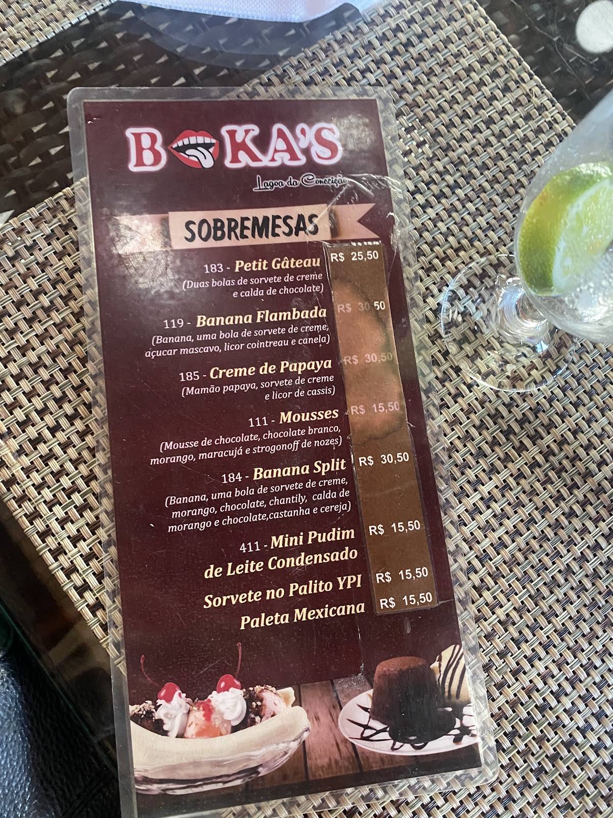 Boka's Lagoa Restaurante cardápio