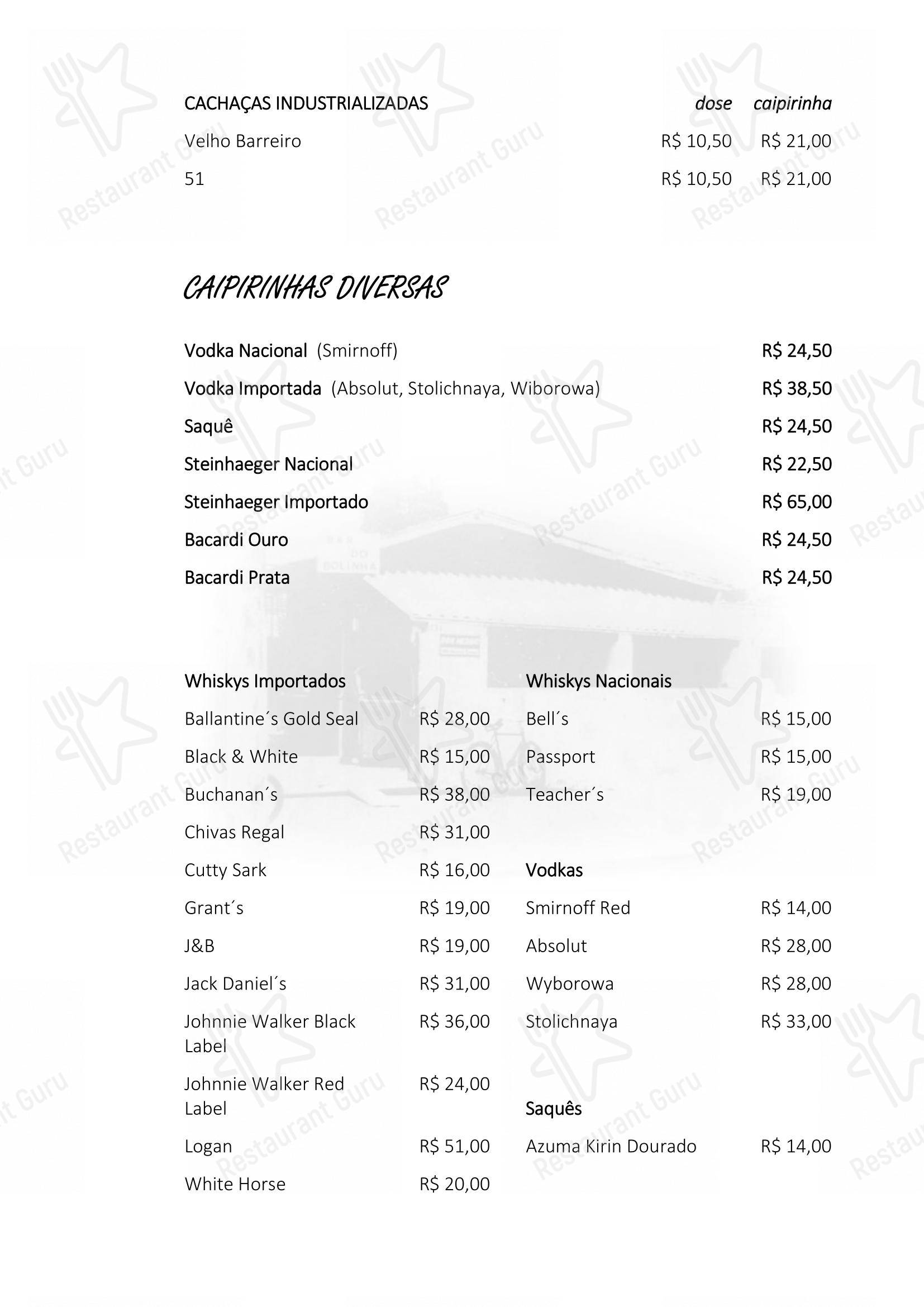 Bolinha Restaurante em São Paulo - Ночное меню