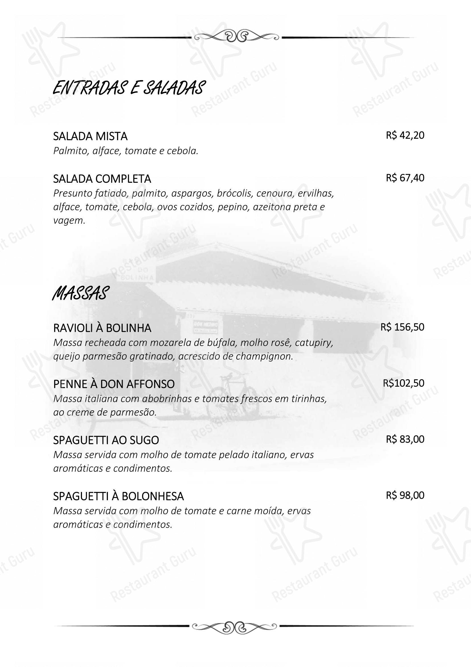 Bolinha Restaurante - Menu bar