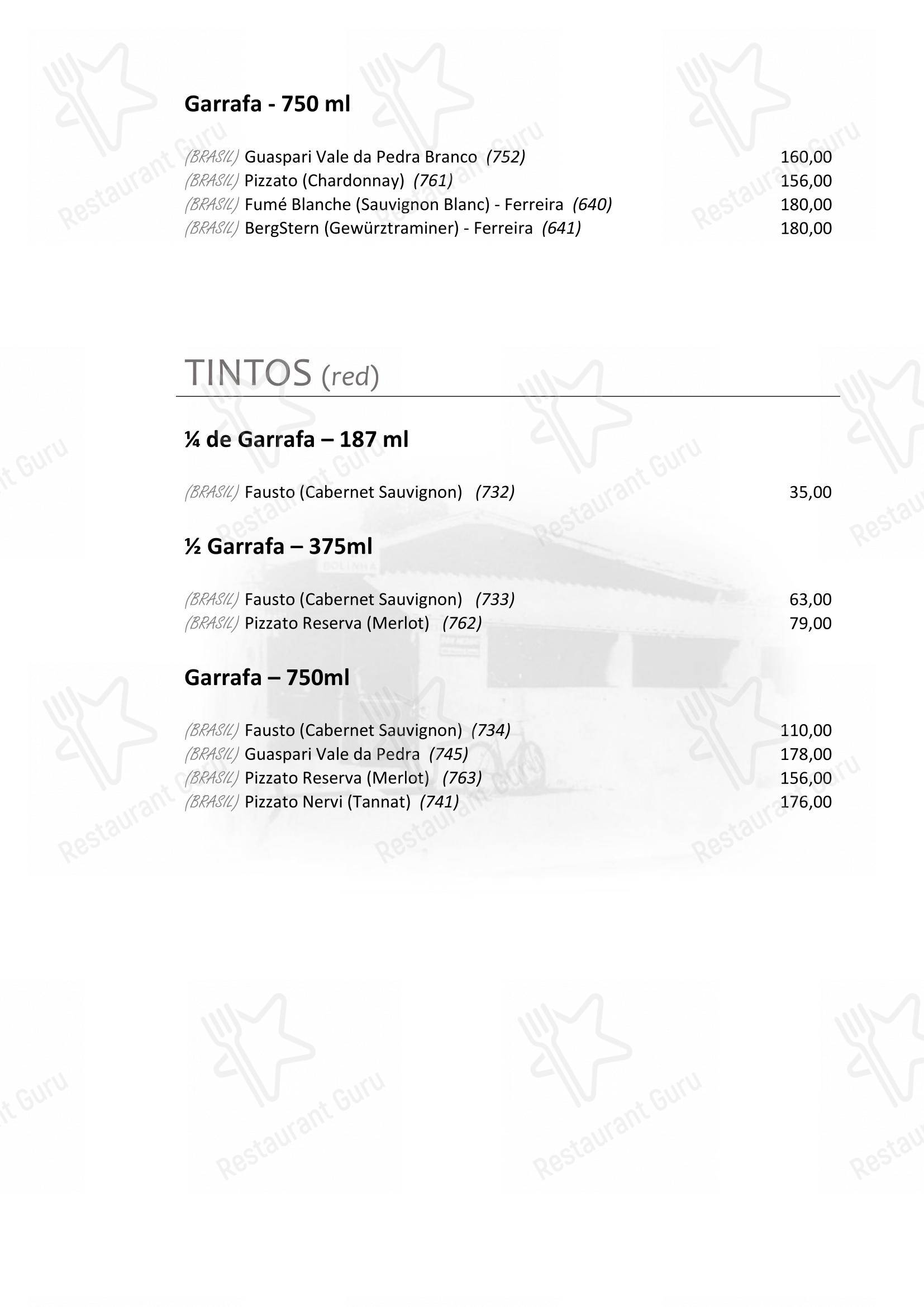 Bolinha Restaurante menu - refeições e bebidas