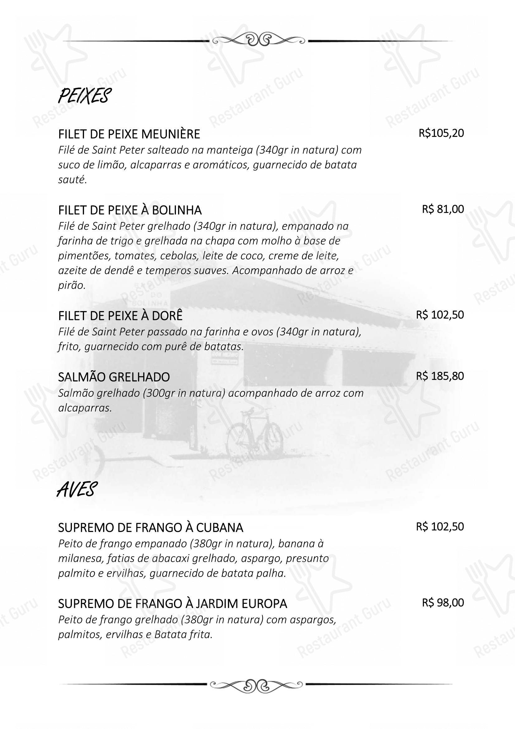 Menu bar para Bolinha Restaurante restaurante