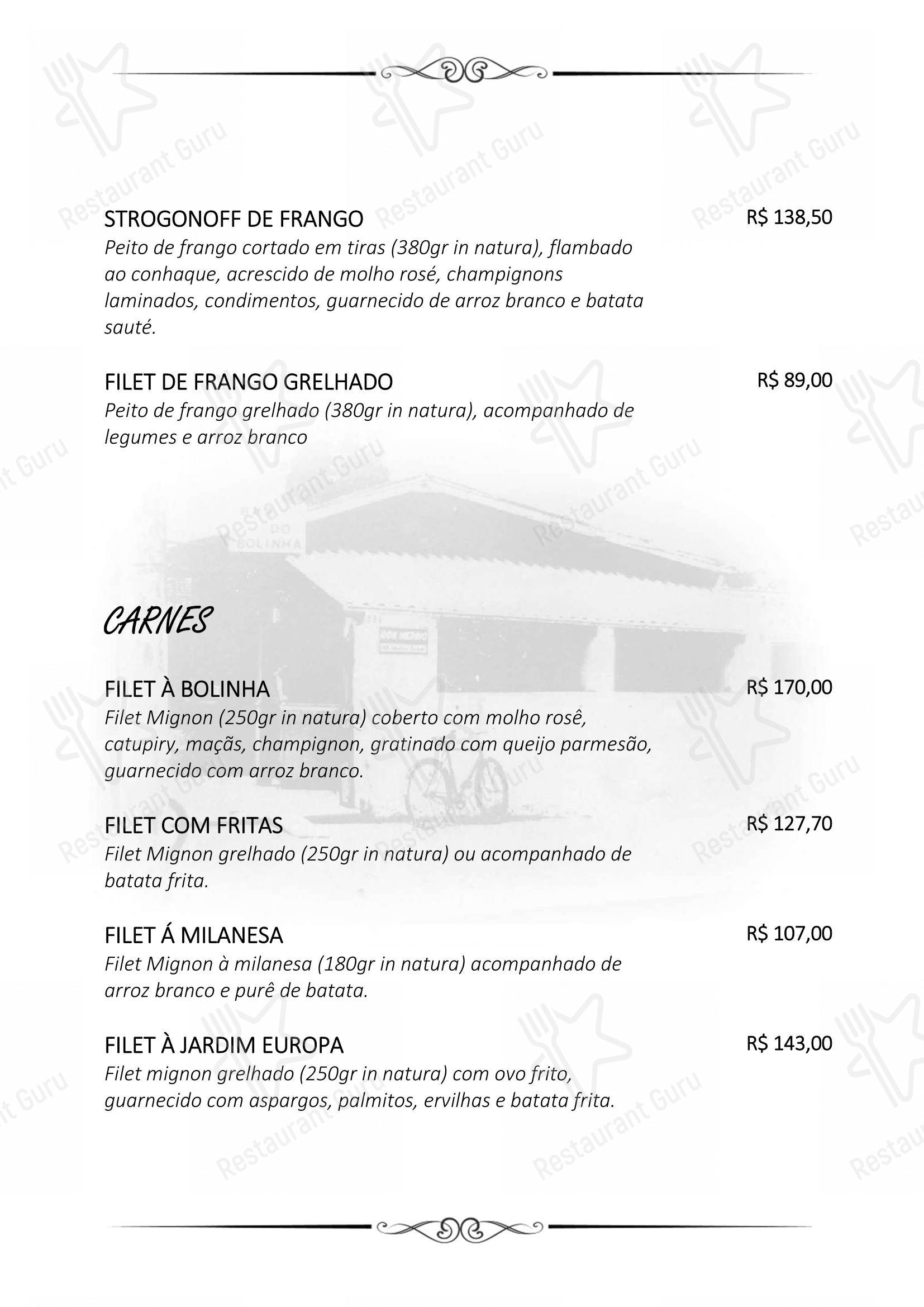 Menu bar para Bolinha Restaurante em São Paulo