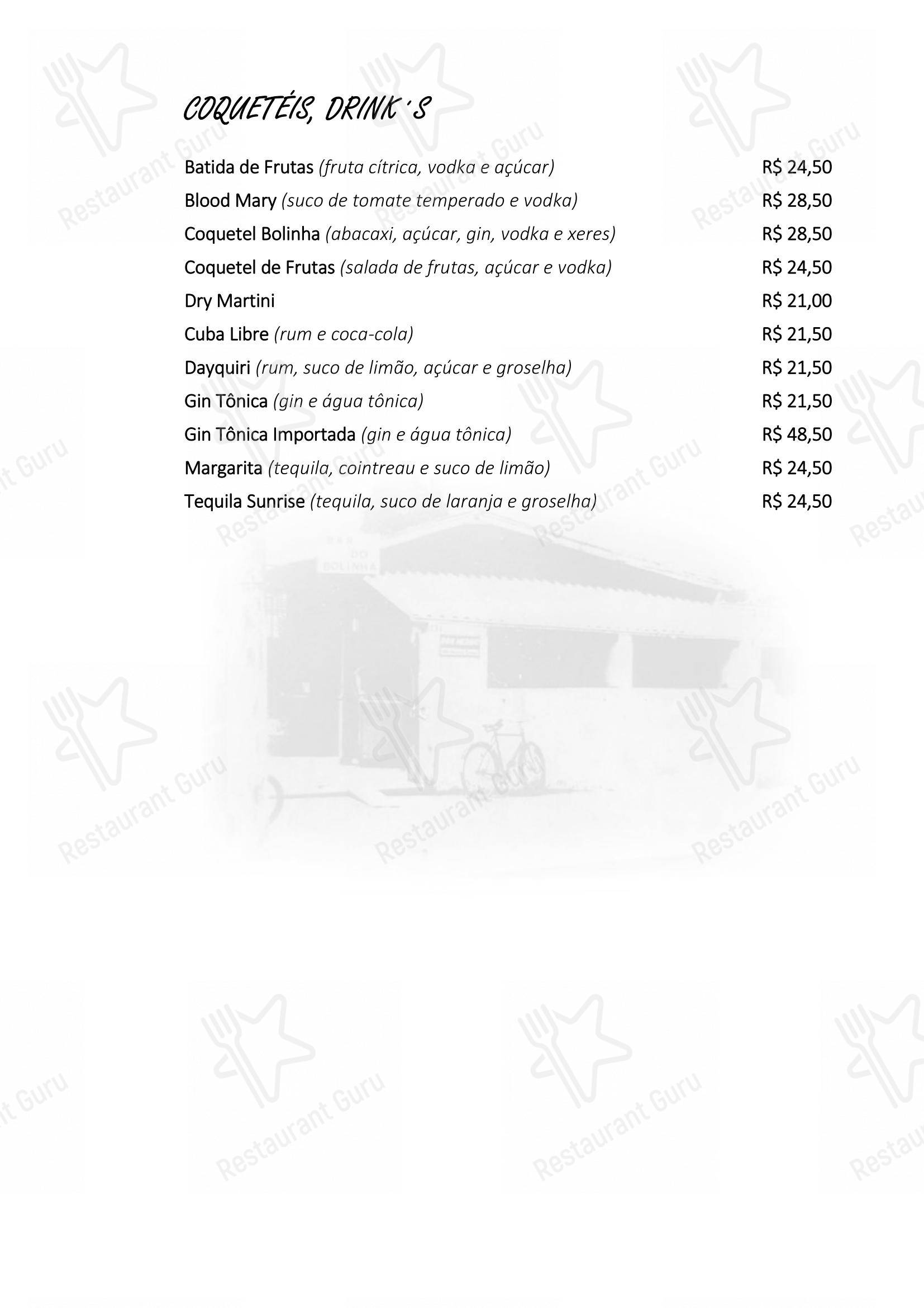 Ночное меню para Bolinha Restaurante em São Paulo