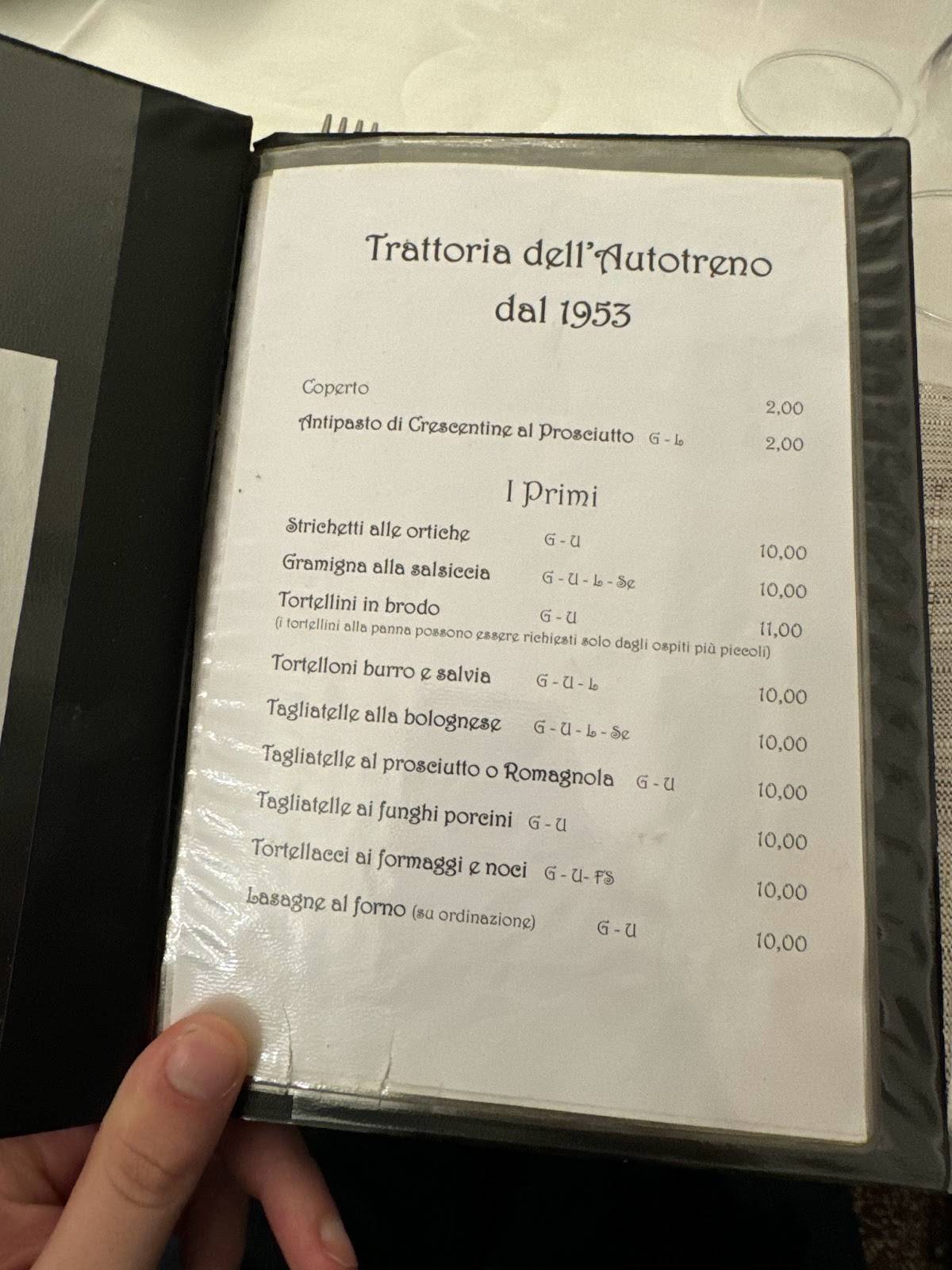 Menu di Trattoria dell' Autotreno 