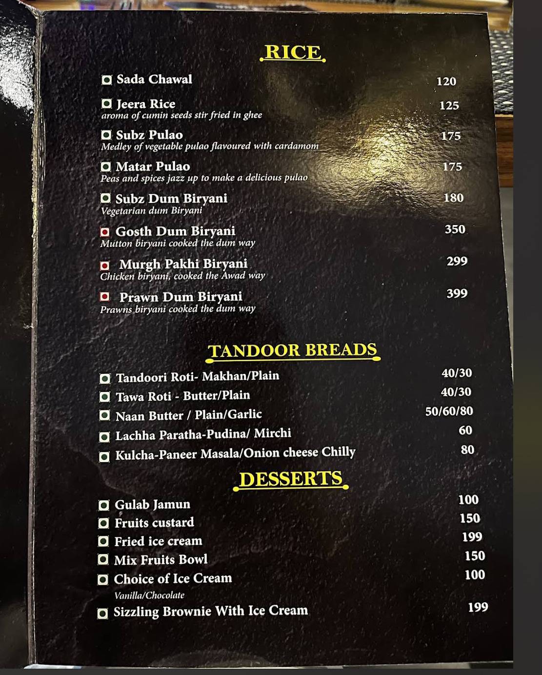 Universal Bar & Restaurant menu