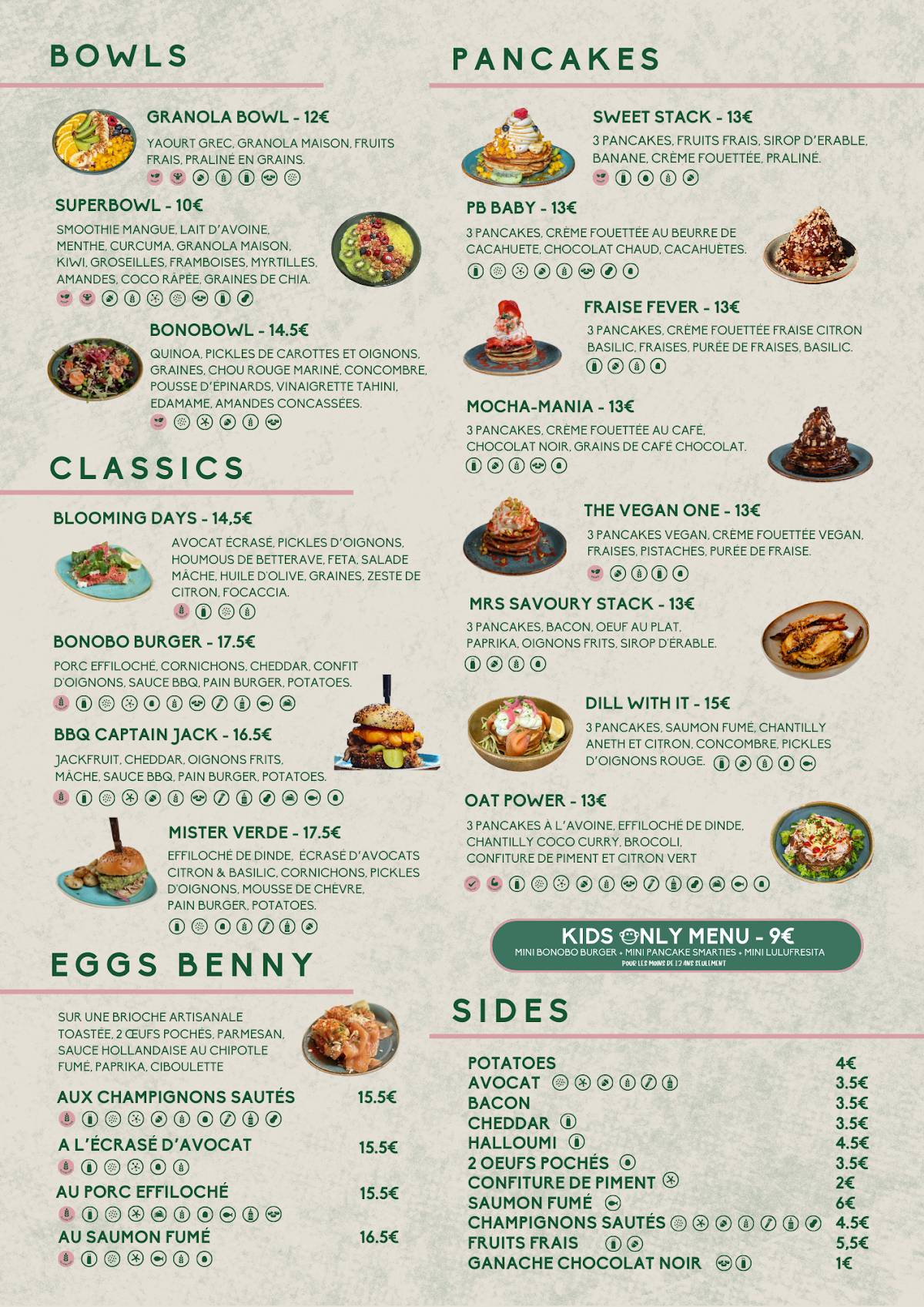 Menu de Bonobo Centre Ville
