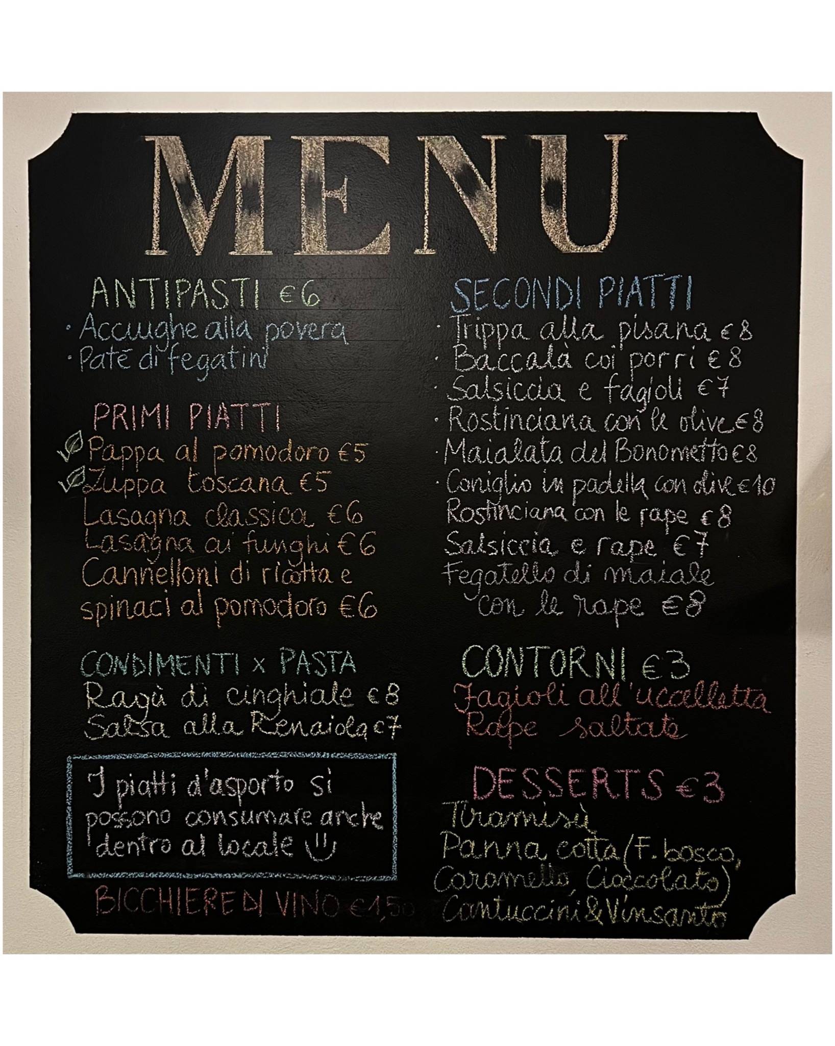 Menu di Bonometto 