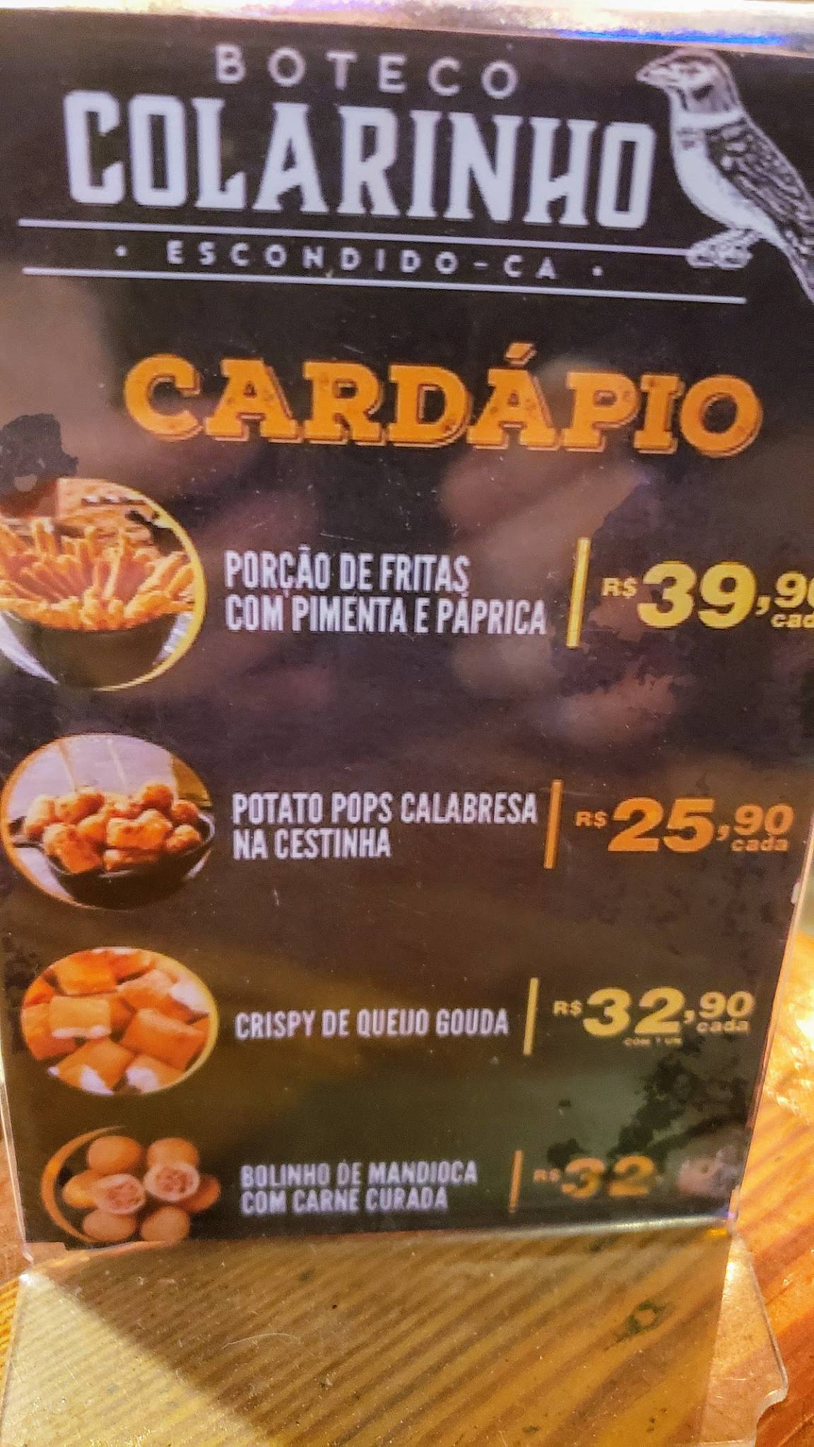 Boteco Colarinho Escondido cardápio