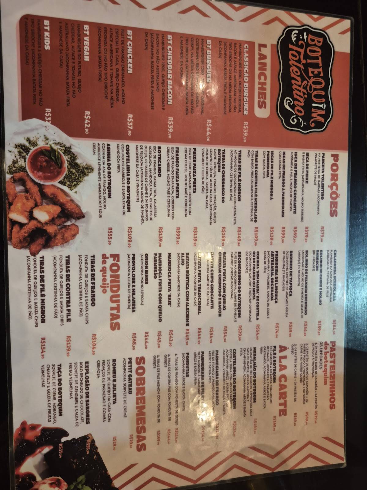 Botequim Tolentino cardápio