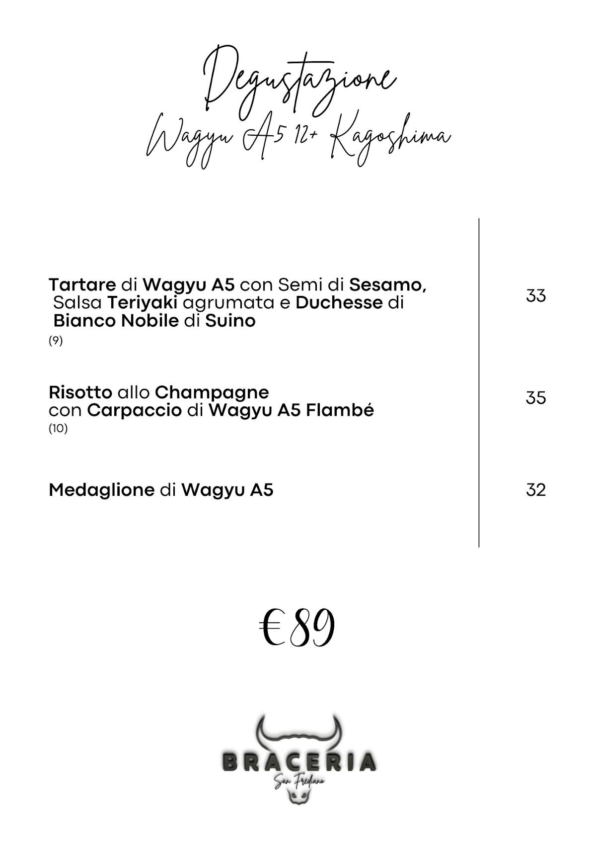 Menu di Braceria San Frediano 