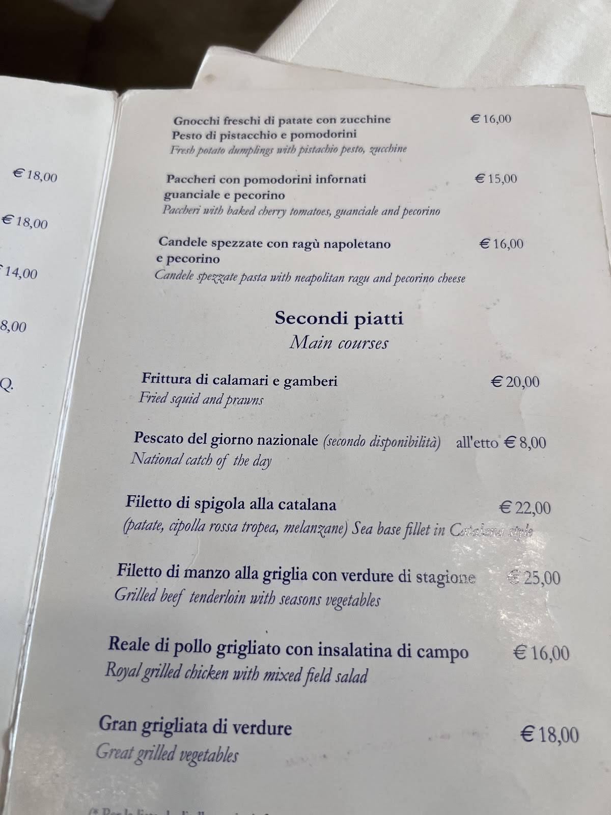 Menu di Branca Pasticceria Ristorante 