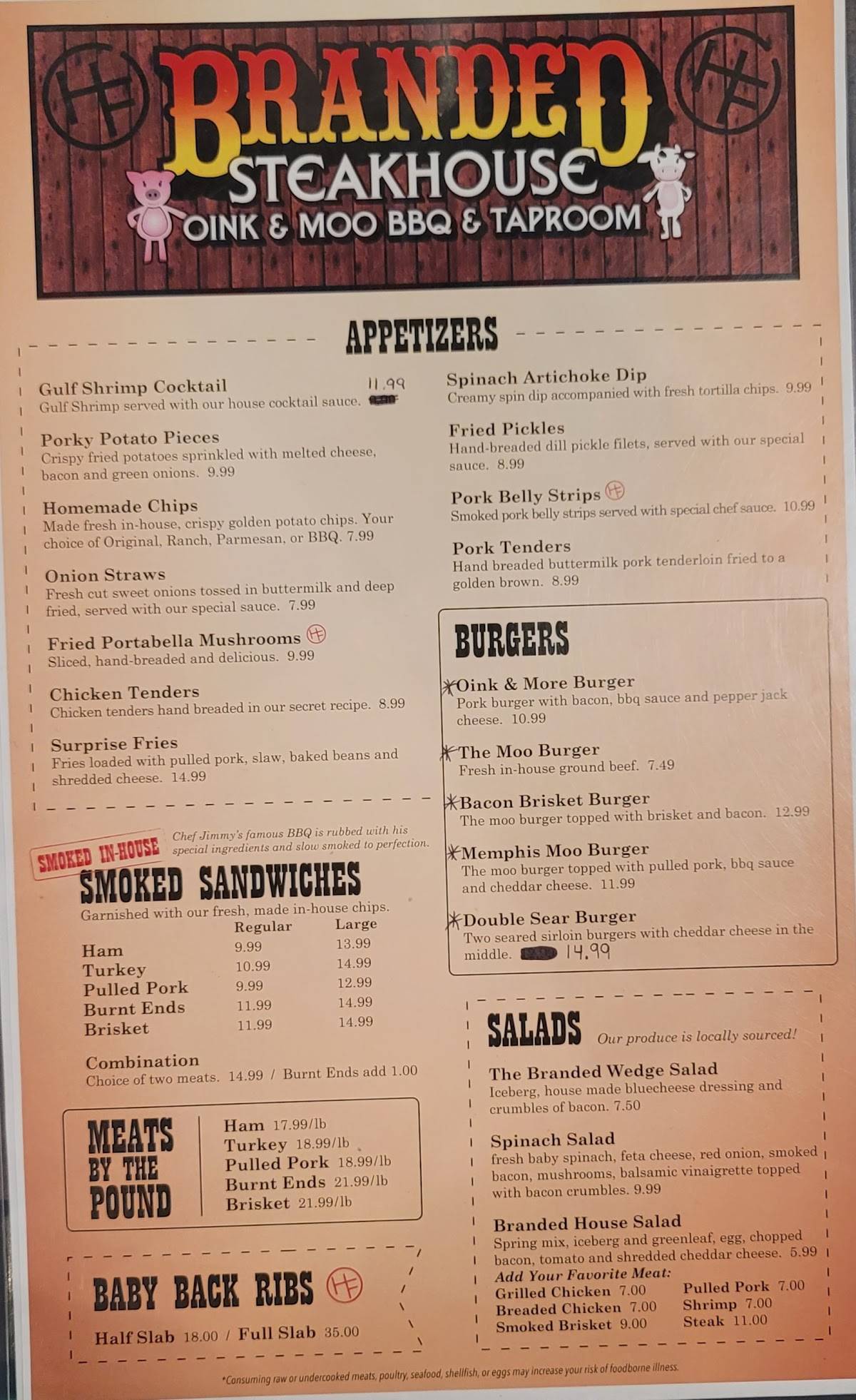 Menu at Branded Steakhouse Oink & Moo BBQ, Richmond