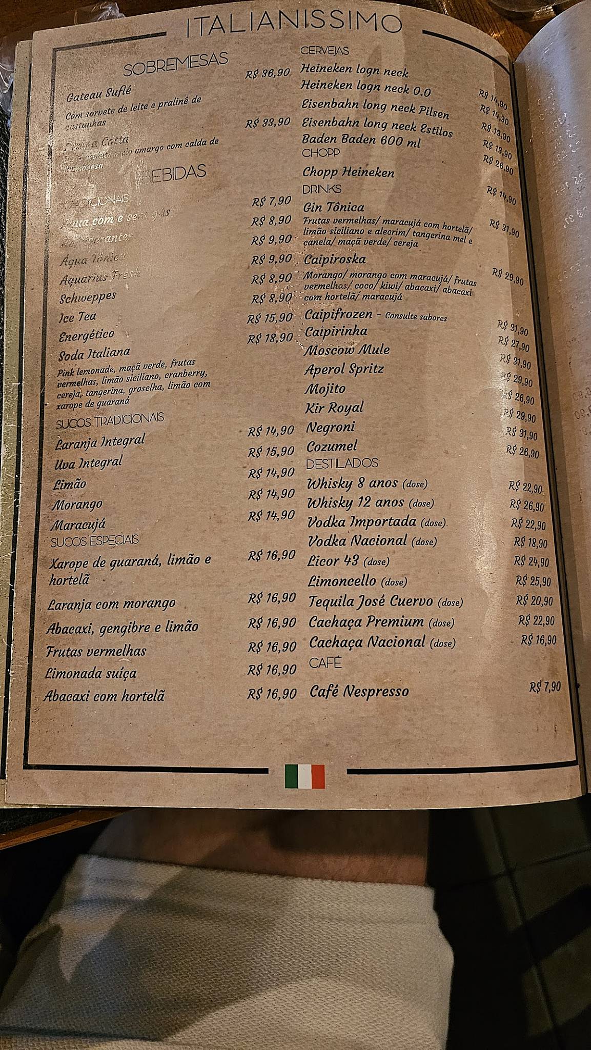 Italianíssimo cardápio