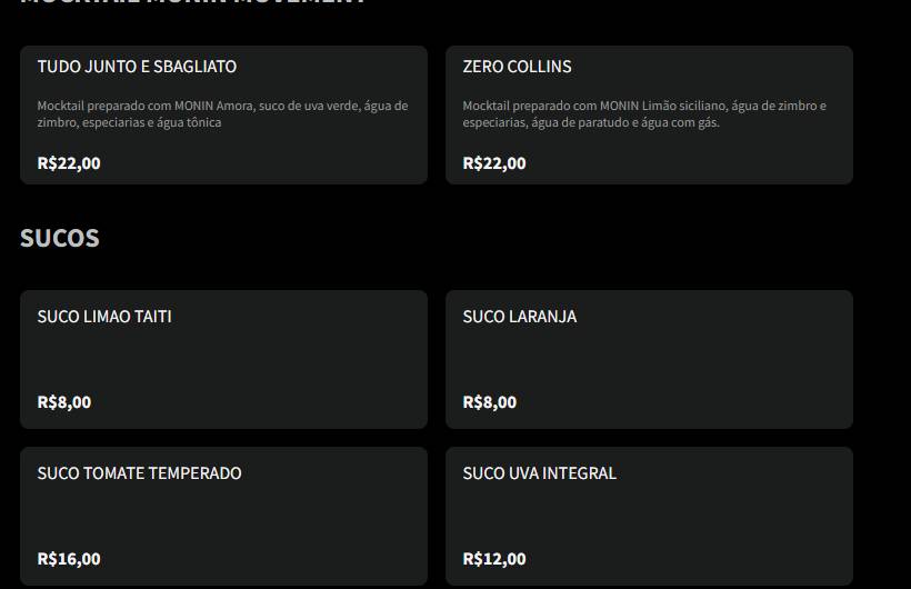 Briga de Galo cardápio