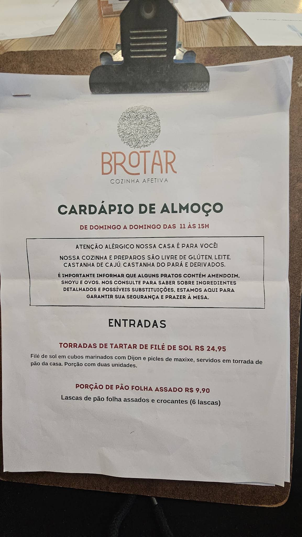 Brotar - Cozinha Afetiva cardápio