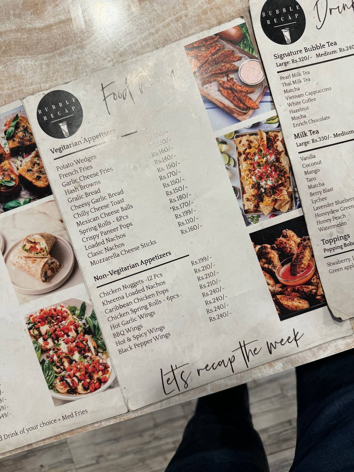 Bubble Recàp menu