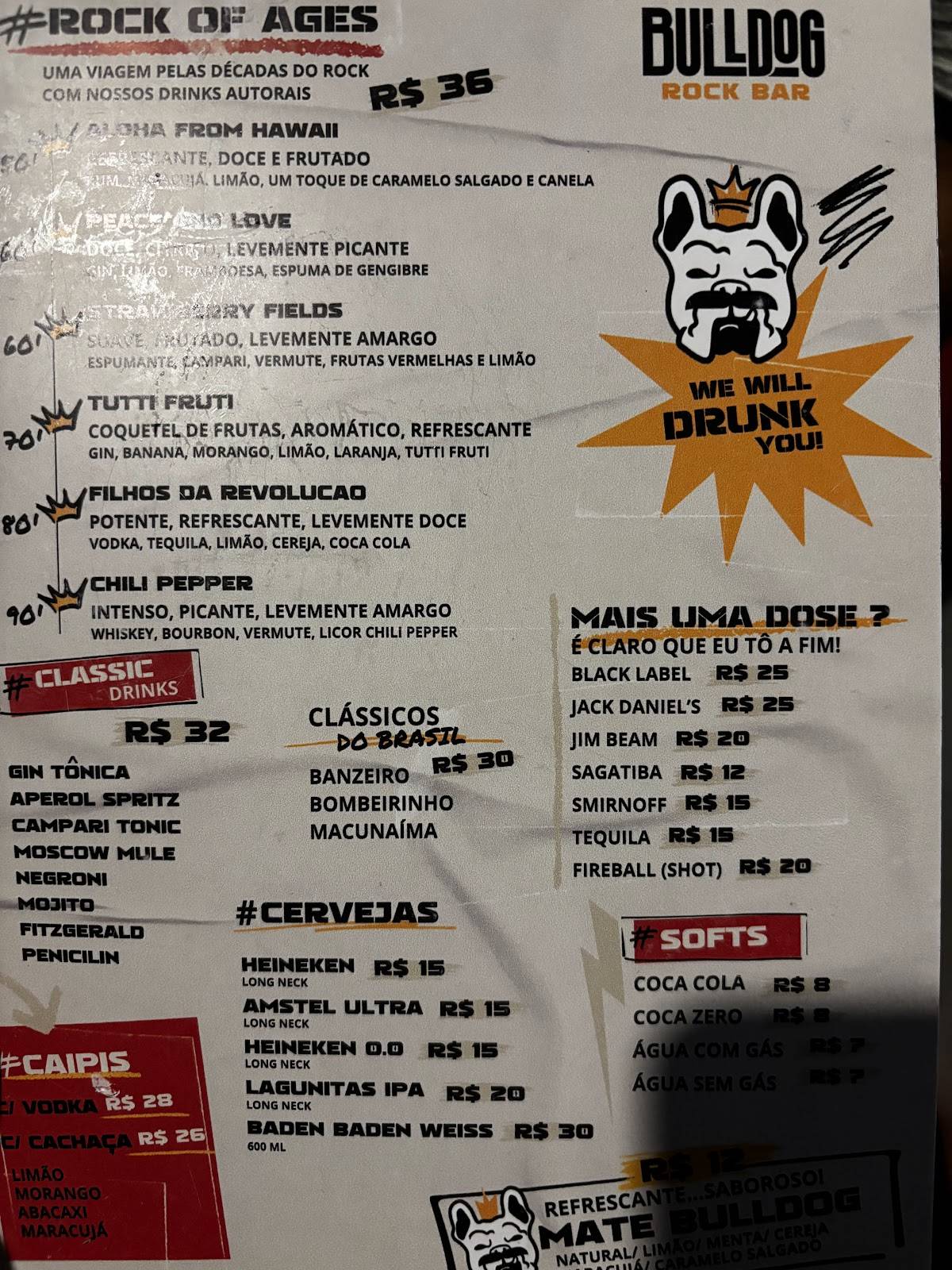 Bulldog Rock Bar cardápio