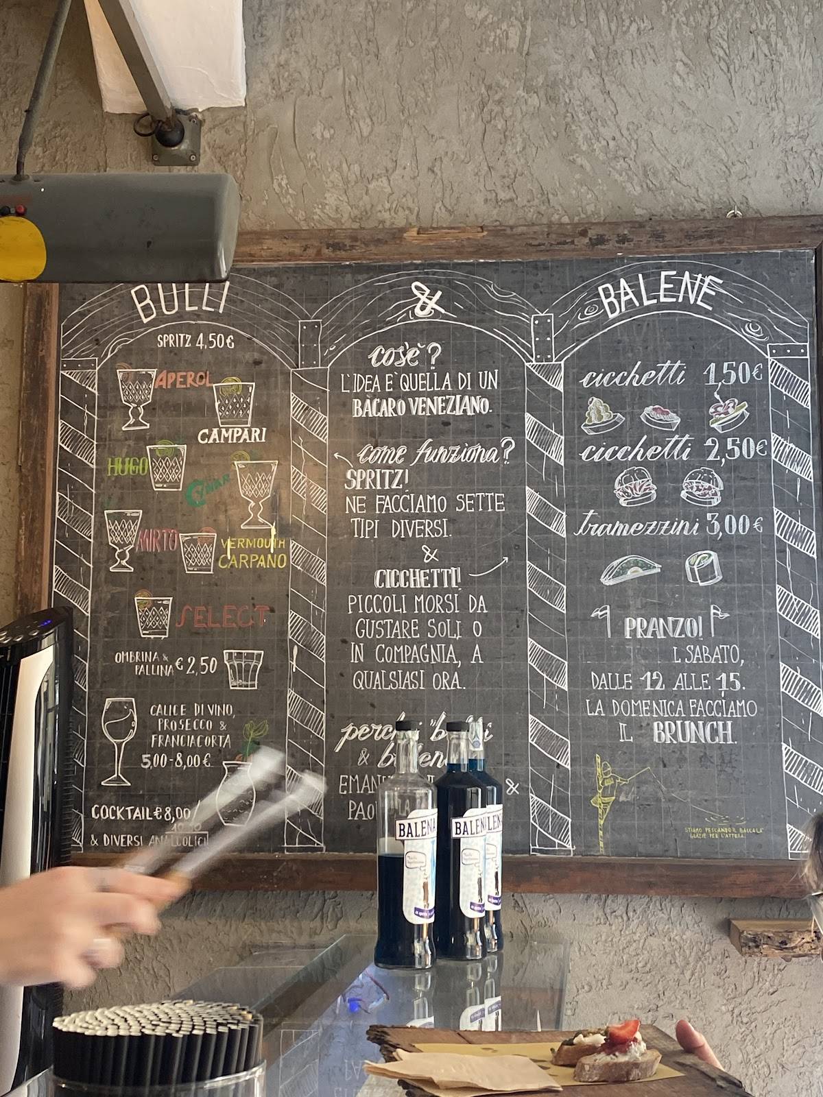 Menu di Bulli & Balene - Spritz e Cicchetti 