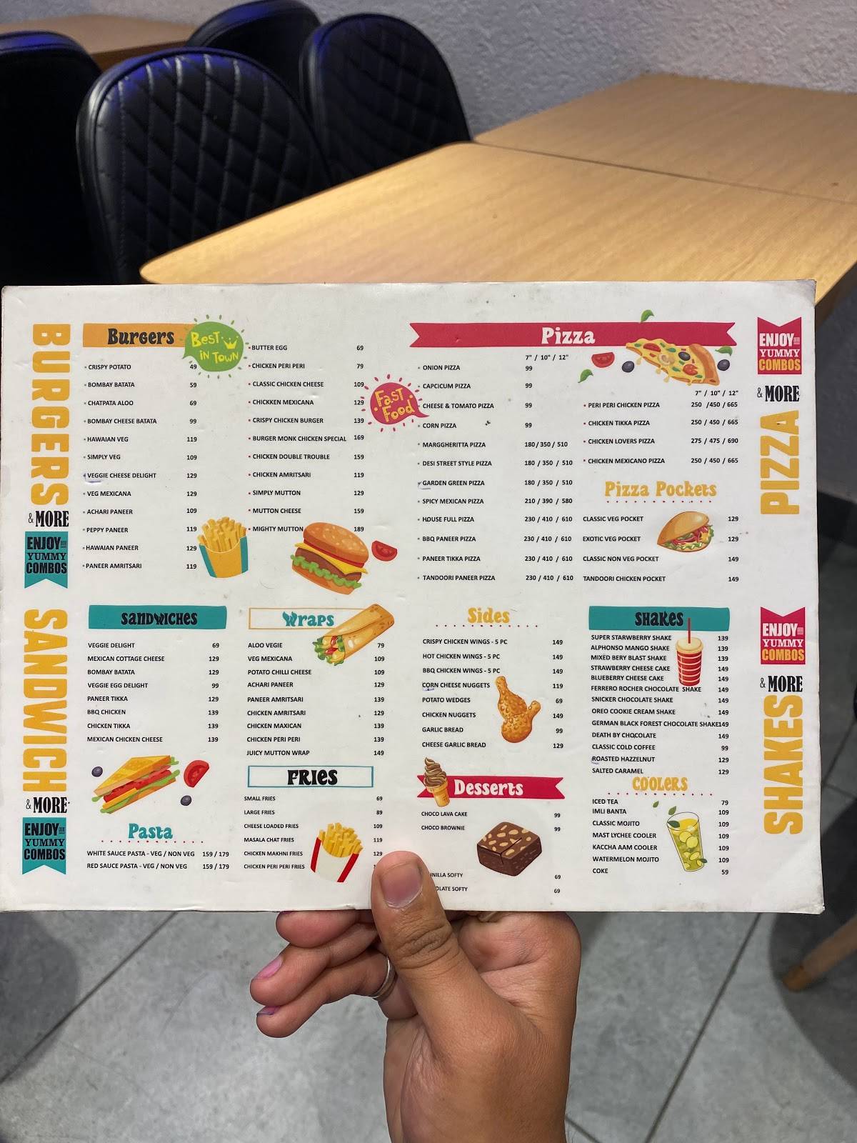 Burger Monk menu