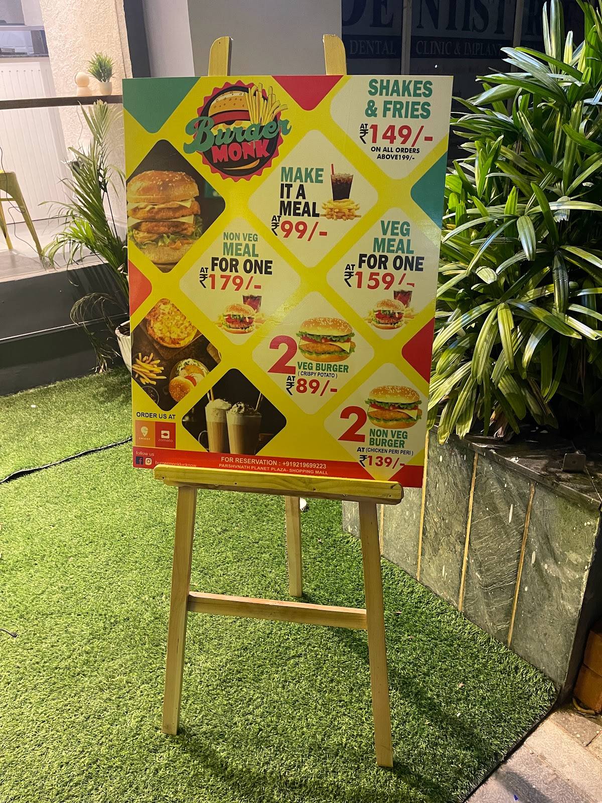 Burger Monk menu