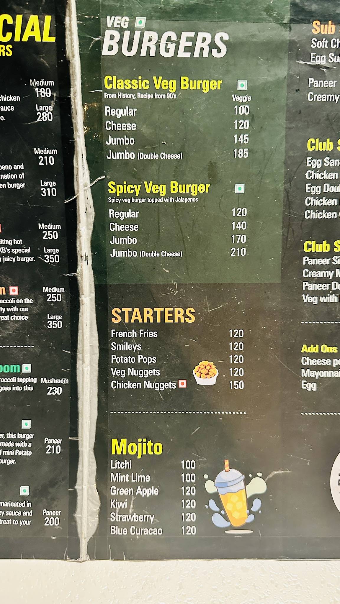 Burger Ka Baap menu