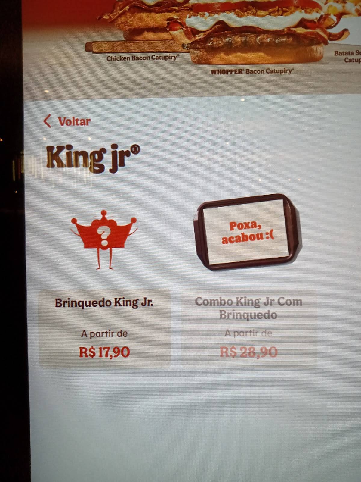 Burger King cardápio