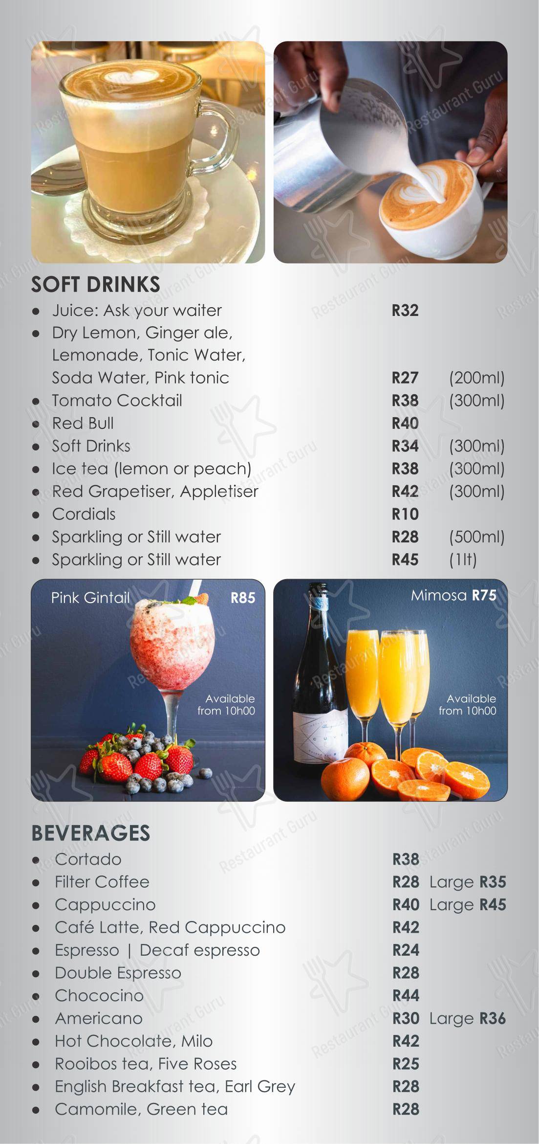 Burgundy Restaurant dans Hermanus - Menu bar