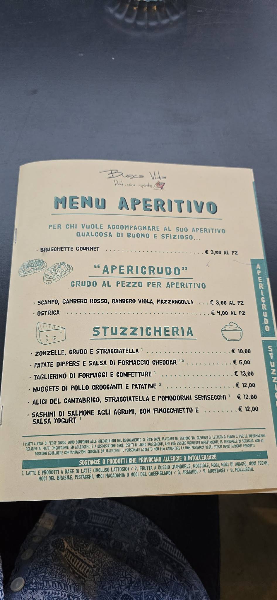 Menu de Busca Vida Ristorante & Cocktail Bar