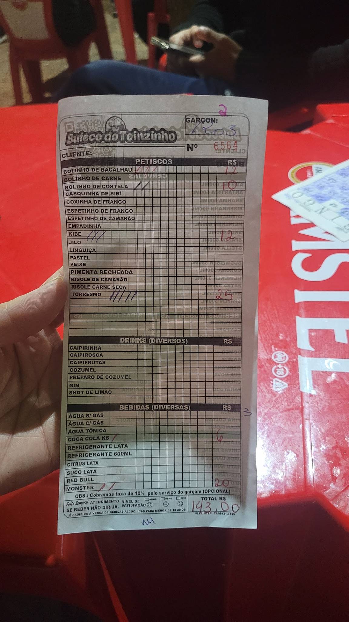 Buteco do Toinzinho cardápio