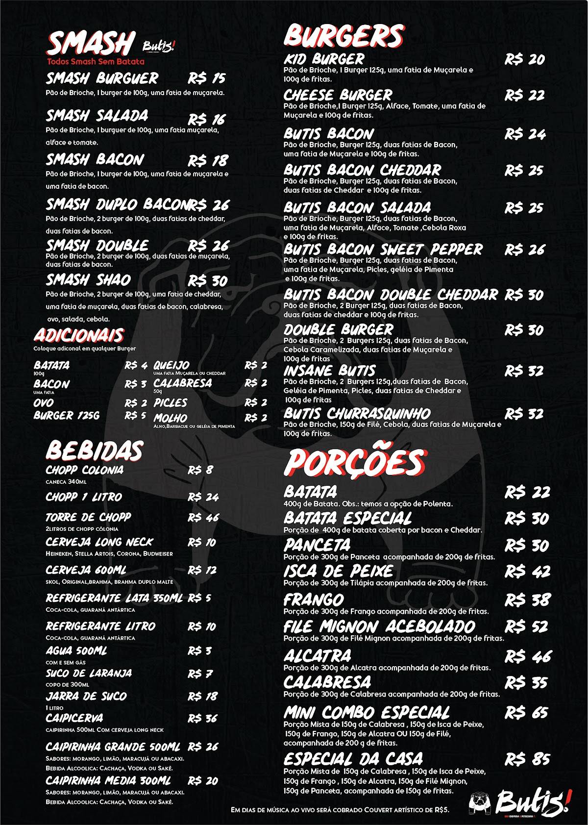 Butis Pizzaria cardápio