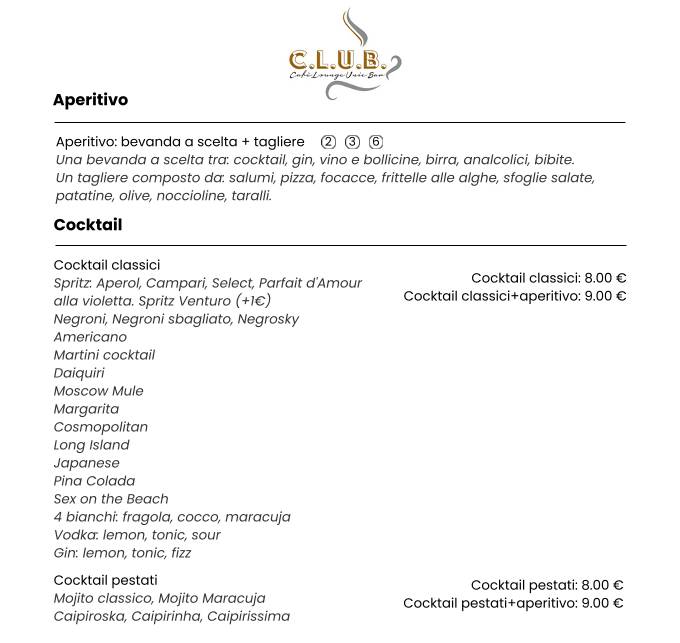 Menu di CLUB 