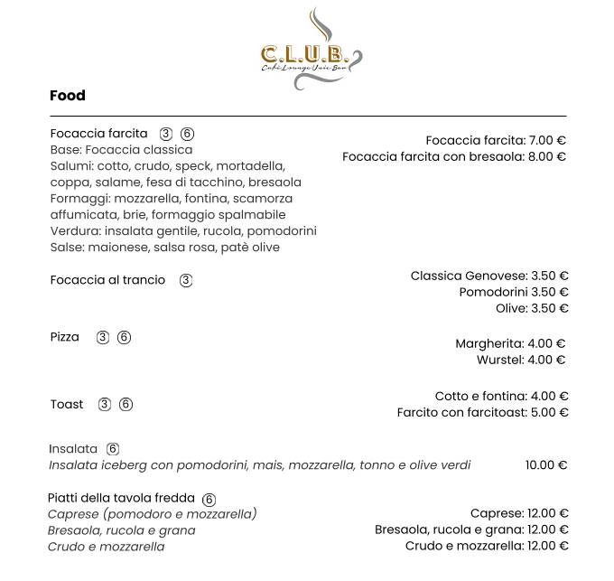 Menu di CLUB 