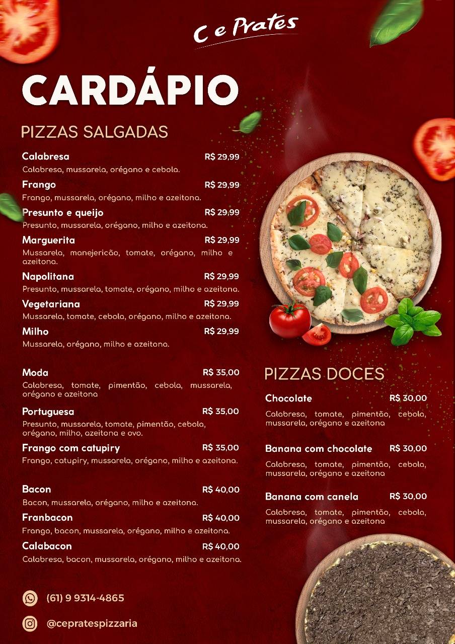 C e Prates Pizzaria - Riacho Fundo 2 cardápio