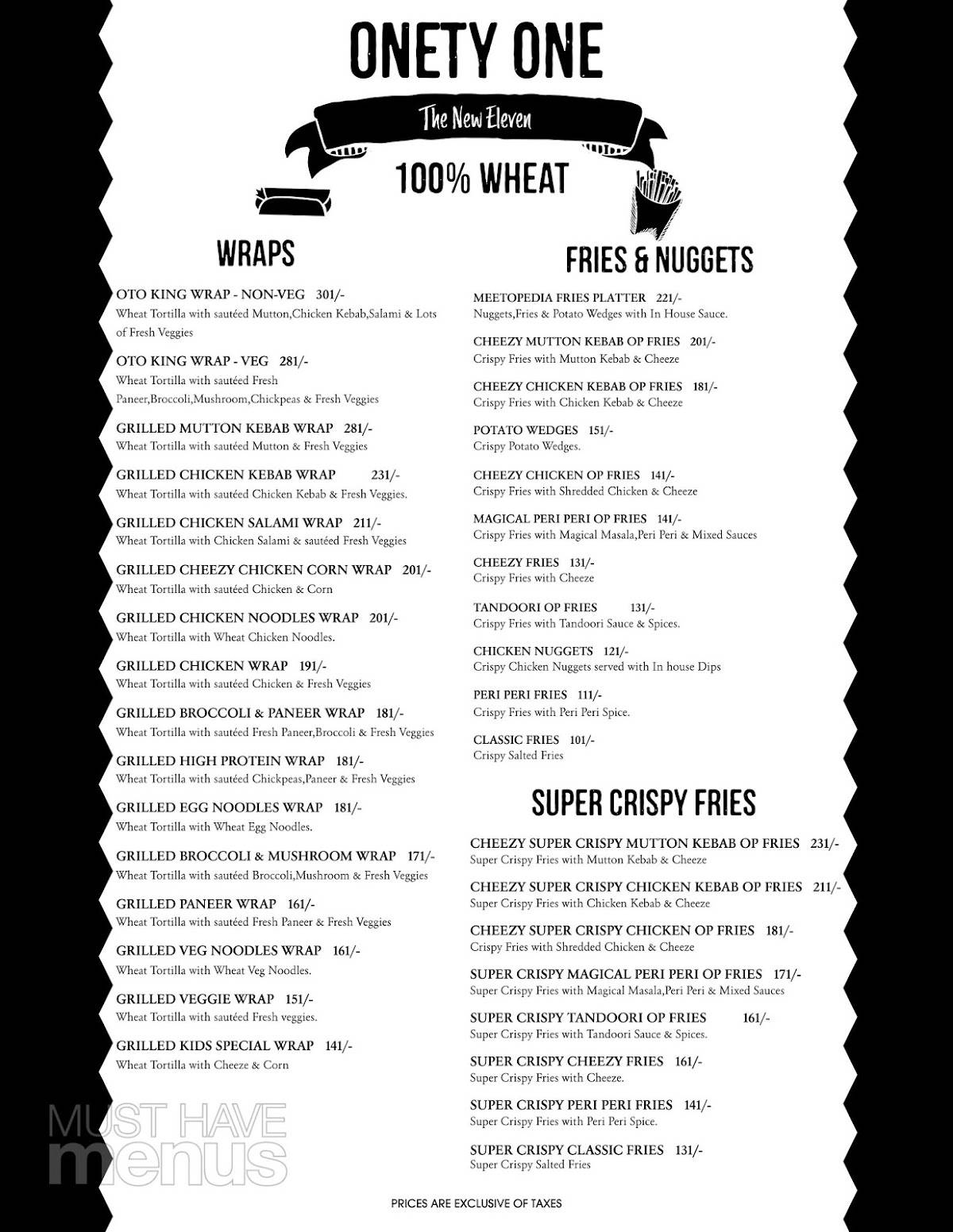 CAFE ONETY ONE GALLERIA MARKET DLF PHASE 4 - BEST CAFE IN GURGAON menu