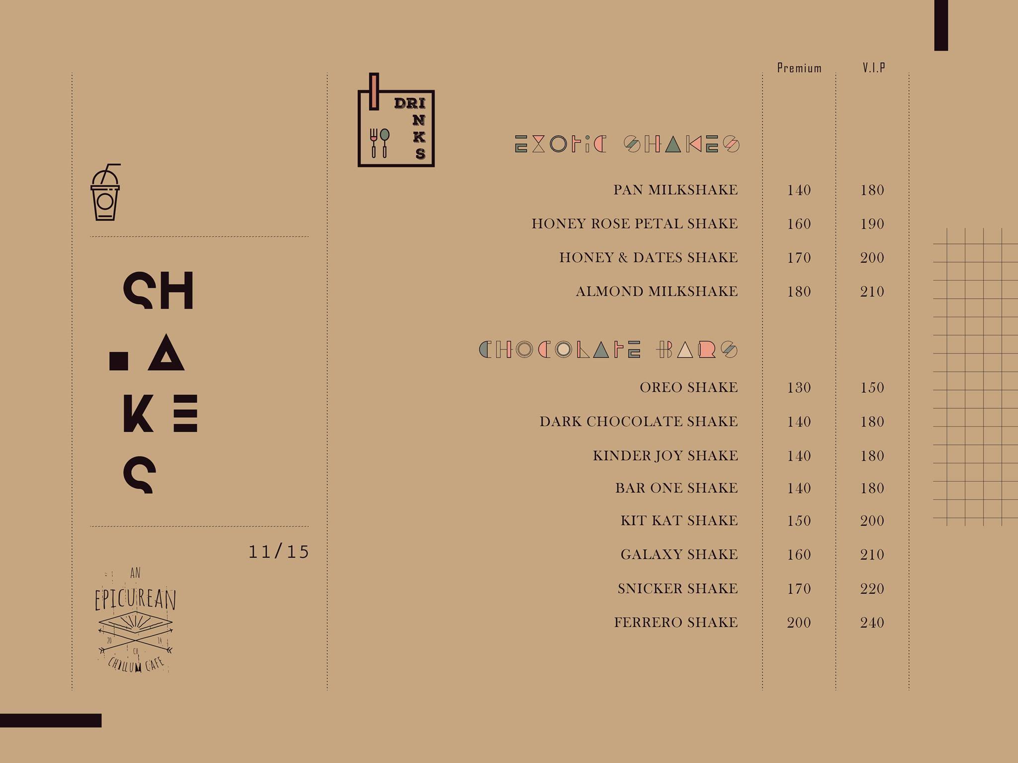 CHILLUM CAFE menu
