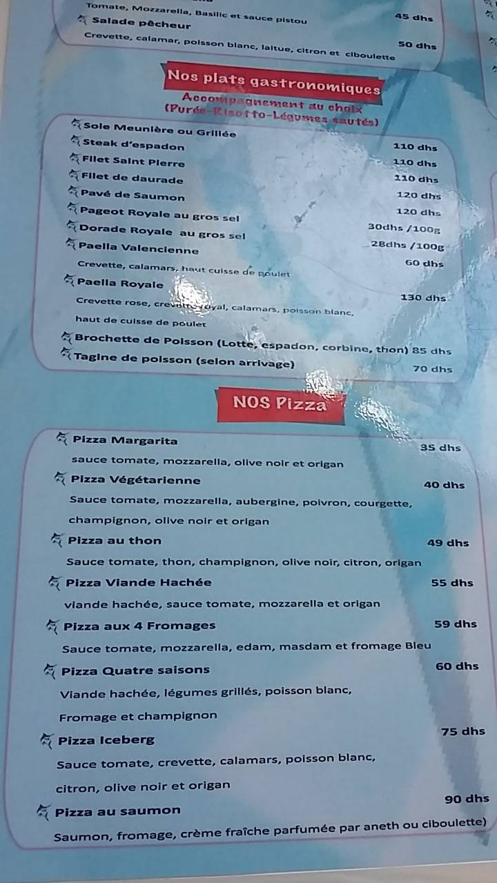 Menu de Café Restaurant IceBerg