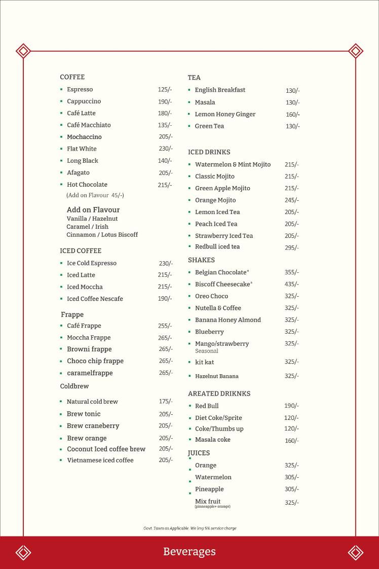 Café Bae menu