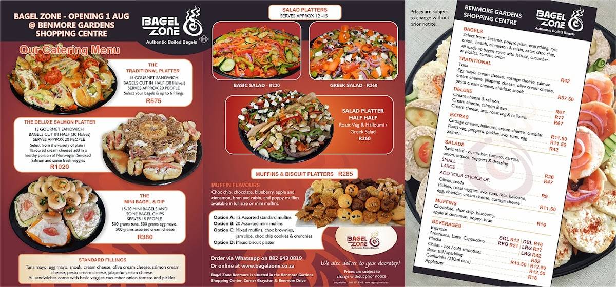 Menu at Bagel Zone Benmore cafe, Johannesburg, Shop G12 Benmore Gardens