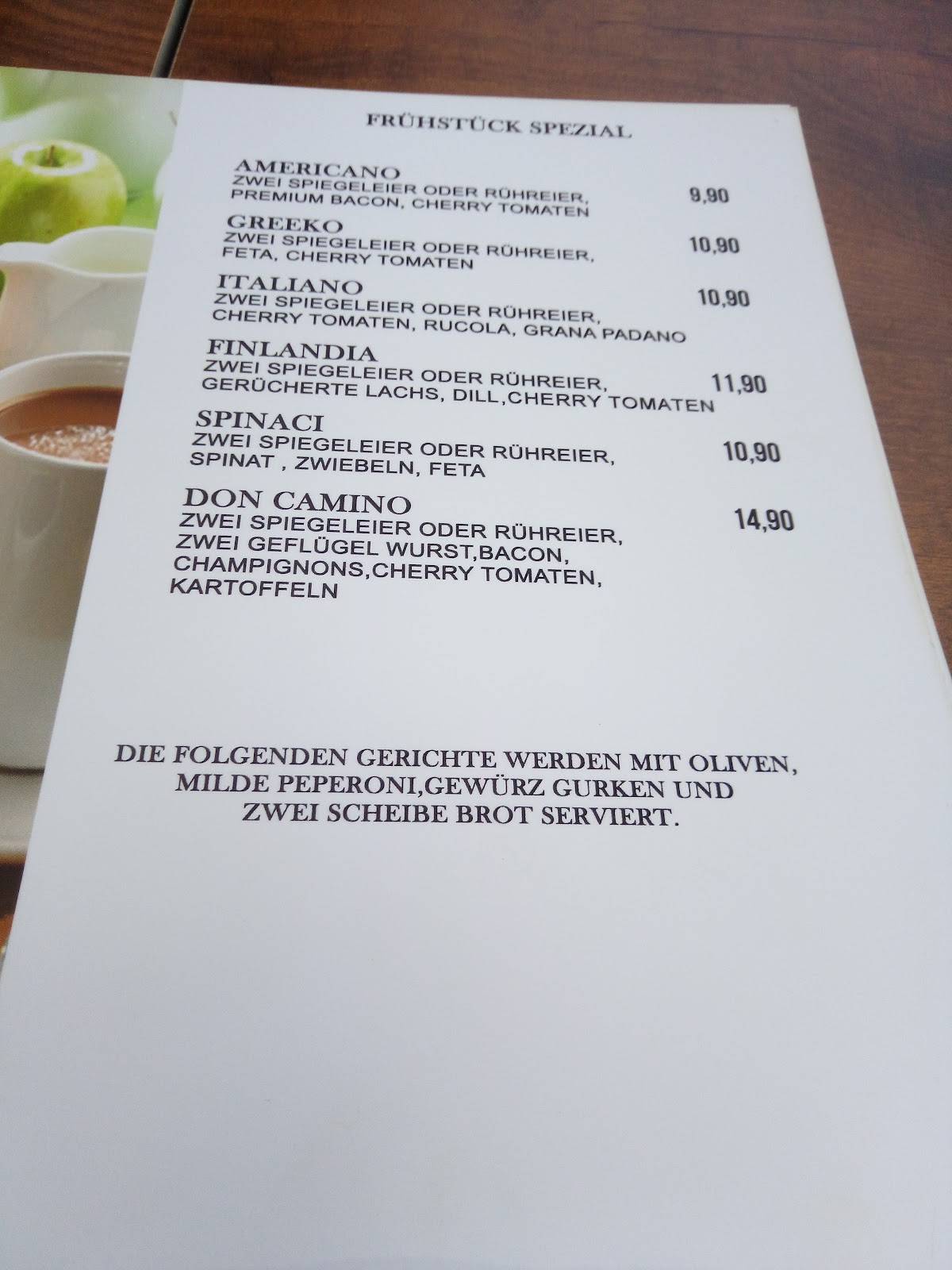 Menu de Barista Restaurant & Eiscafe