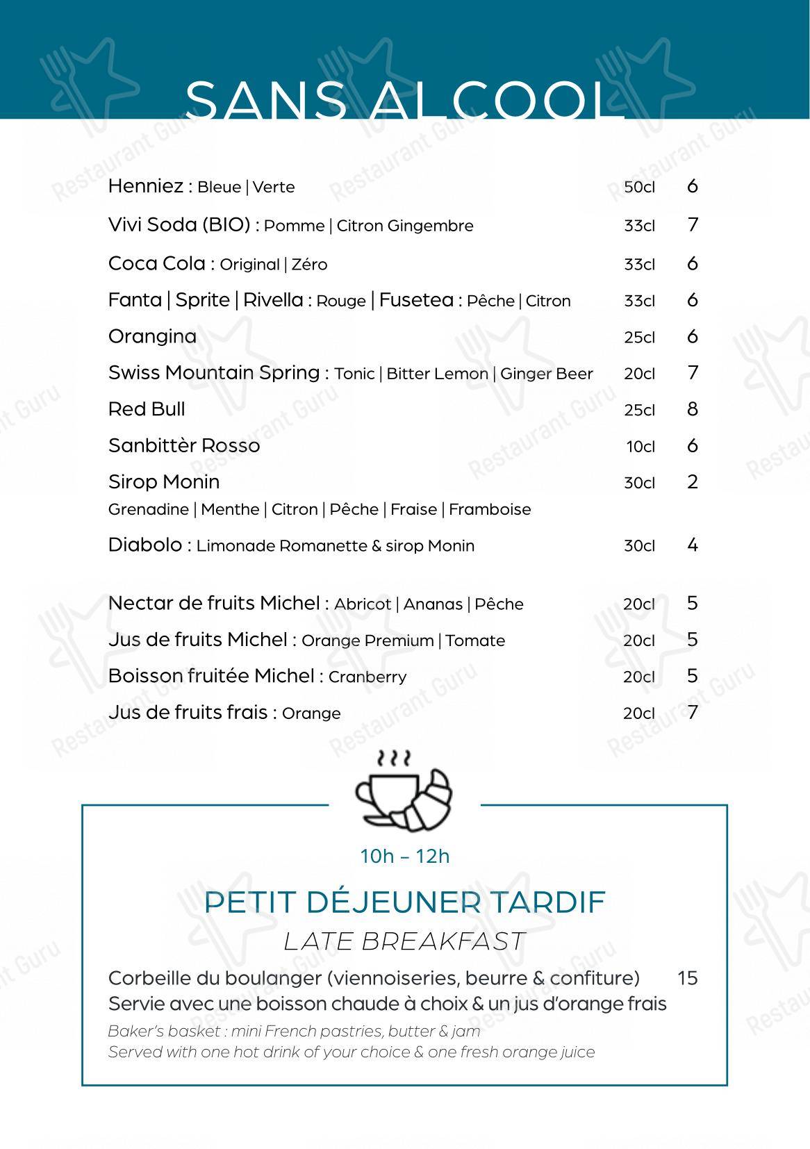 Café Bellagio in Montreux - Menu